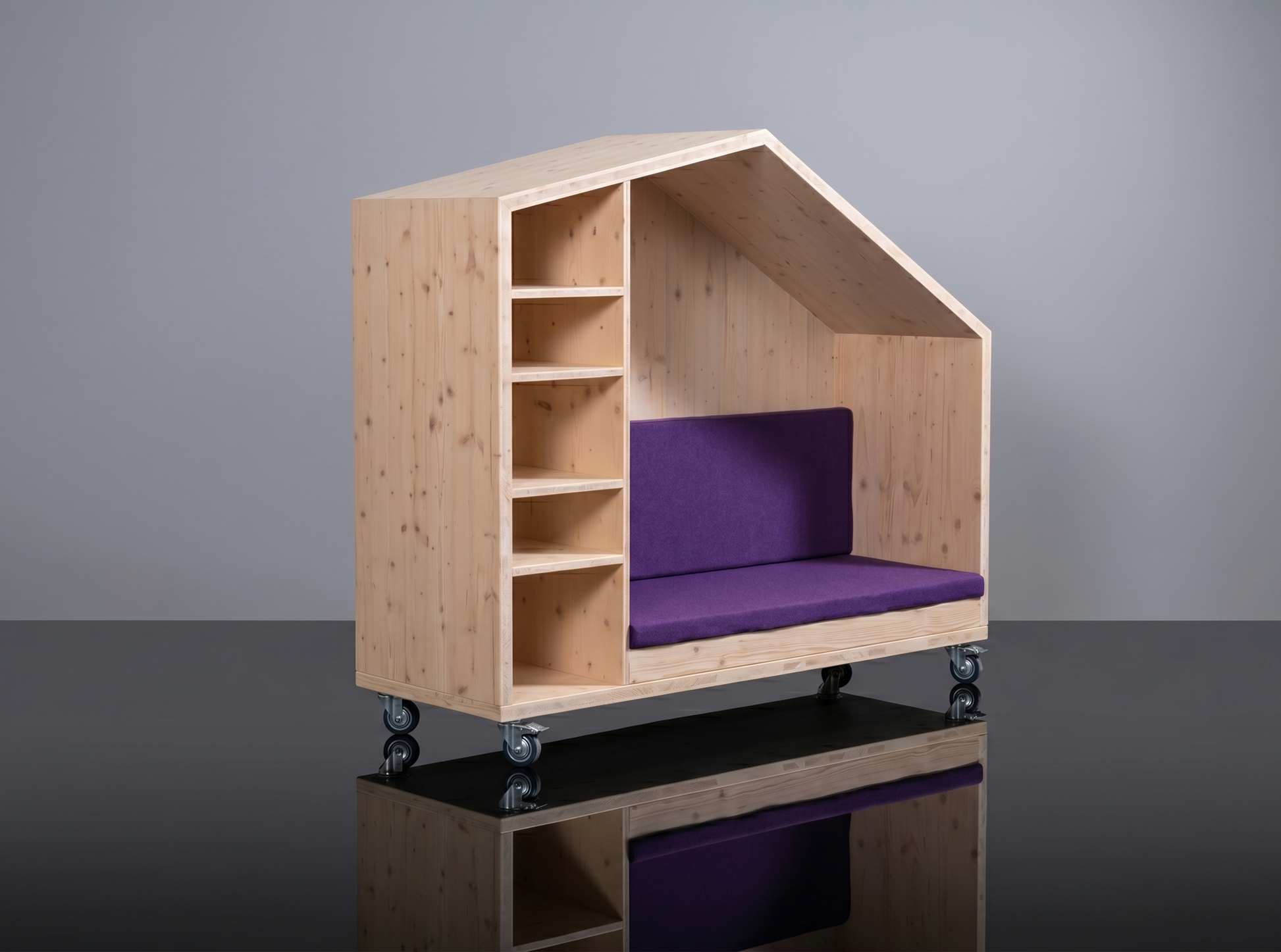 Mobile Sitzecke mit Regal (Mobiler Sitzwagen) von Holzfink